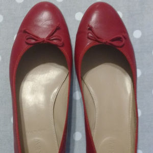 J. Crew red leather ballet flats size 8.5